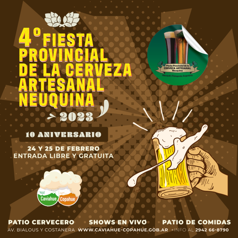 Flyer de la Fiesta Provincial De la Cerveza Artesanal Neuquina 2023